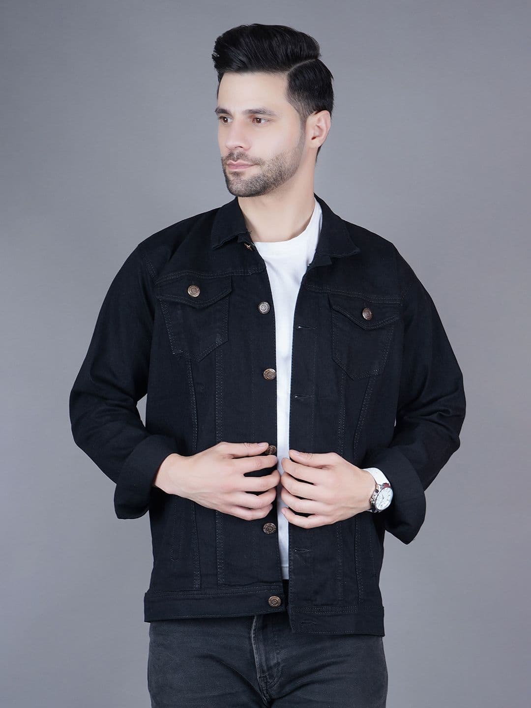 Moda Rapido Lapel Collar Denim Jacket - view 1