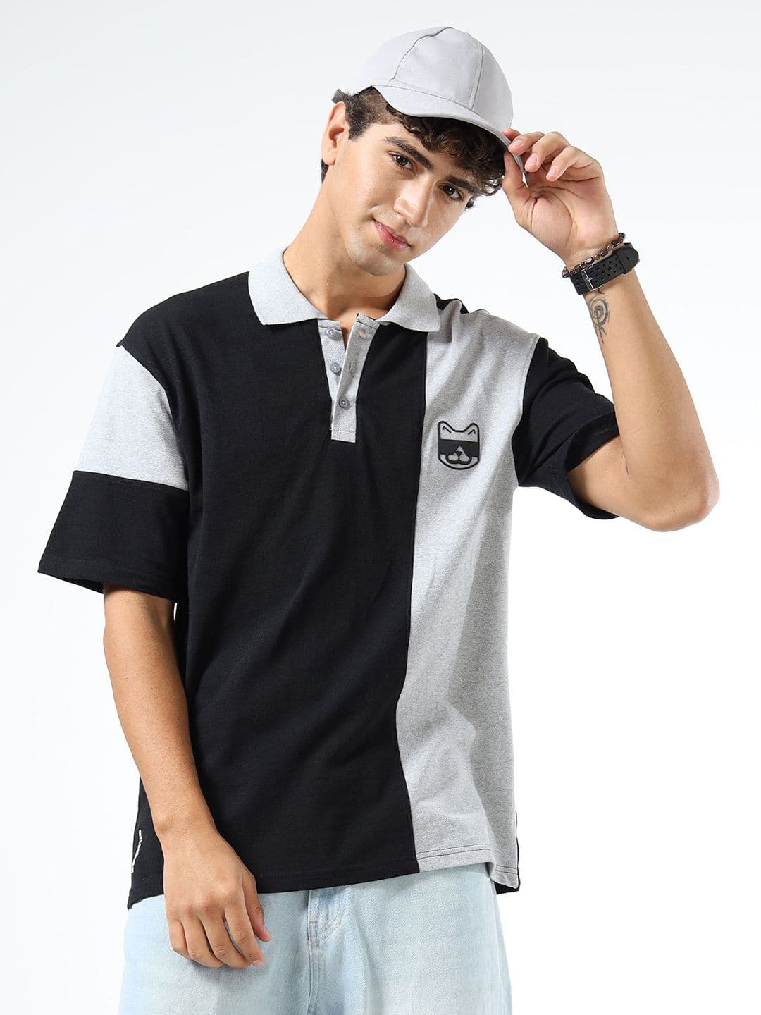 glitchez Men Colourblocked Drop-Shoulder Sleeves Oversized T-shirt - view 1