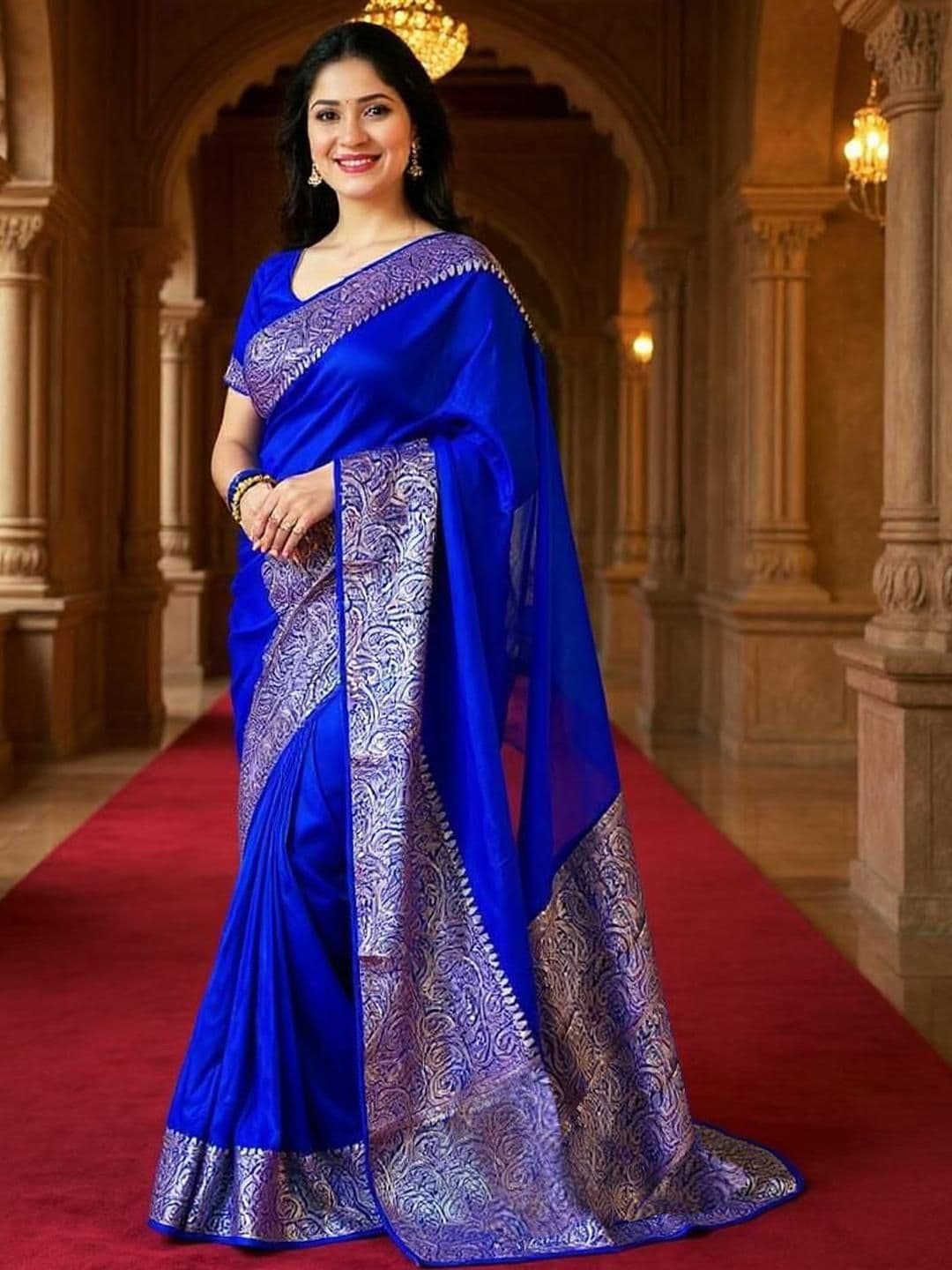 VILLE FASHION Woven Design Zari Kanjeevaram Saree - view 1