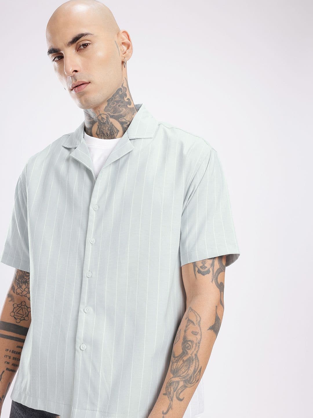 glitchez Oversized Vertical Striped Shirt - view 1