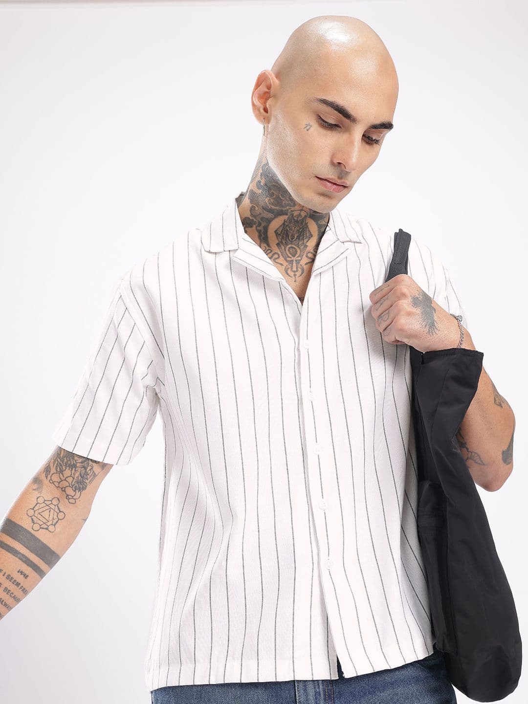 glitchez Oversized Vertical Striped Shirt - view 1