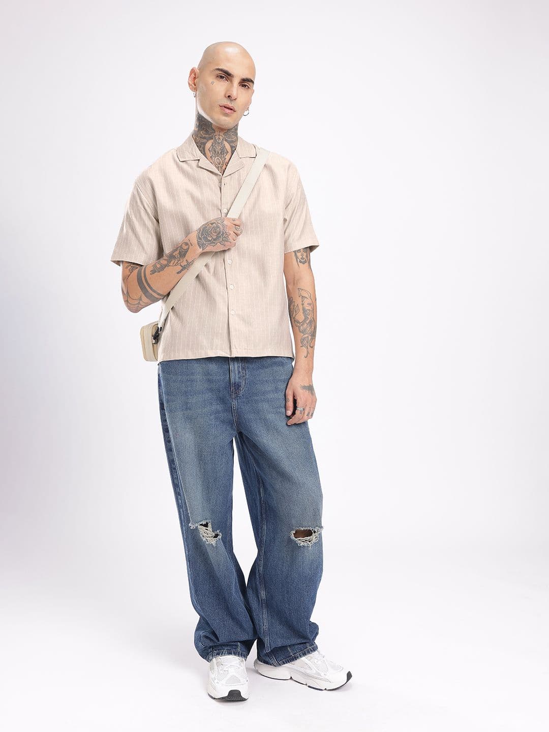 glitchez Oversized Vertical Striped Shirt - view 1