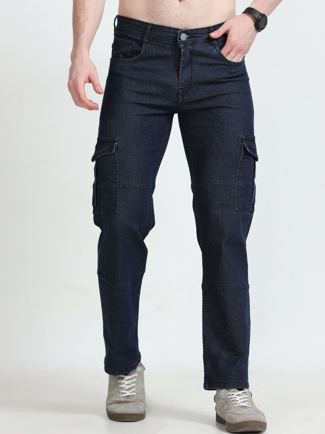 Kolor Fusion Men Loose Relaxed Fit Mid-Rise Stretchable Cargo Jeans - view 1