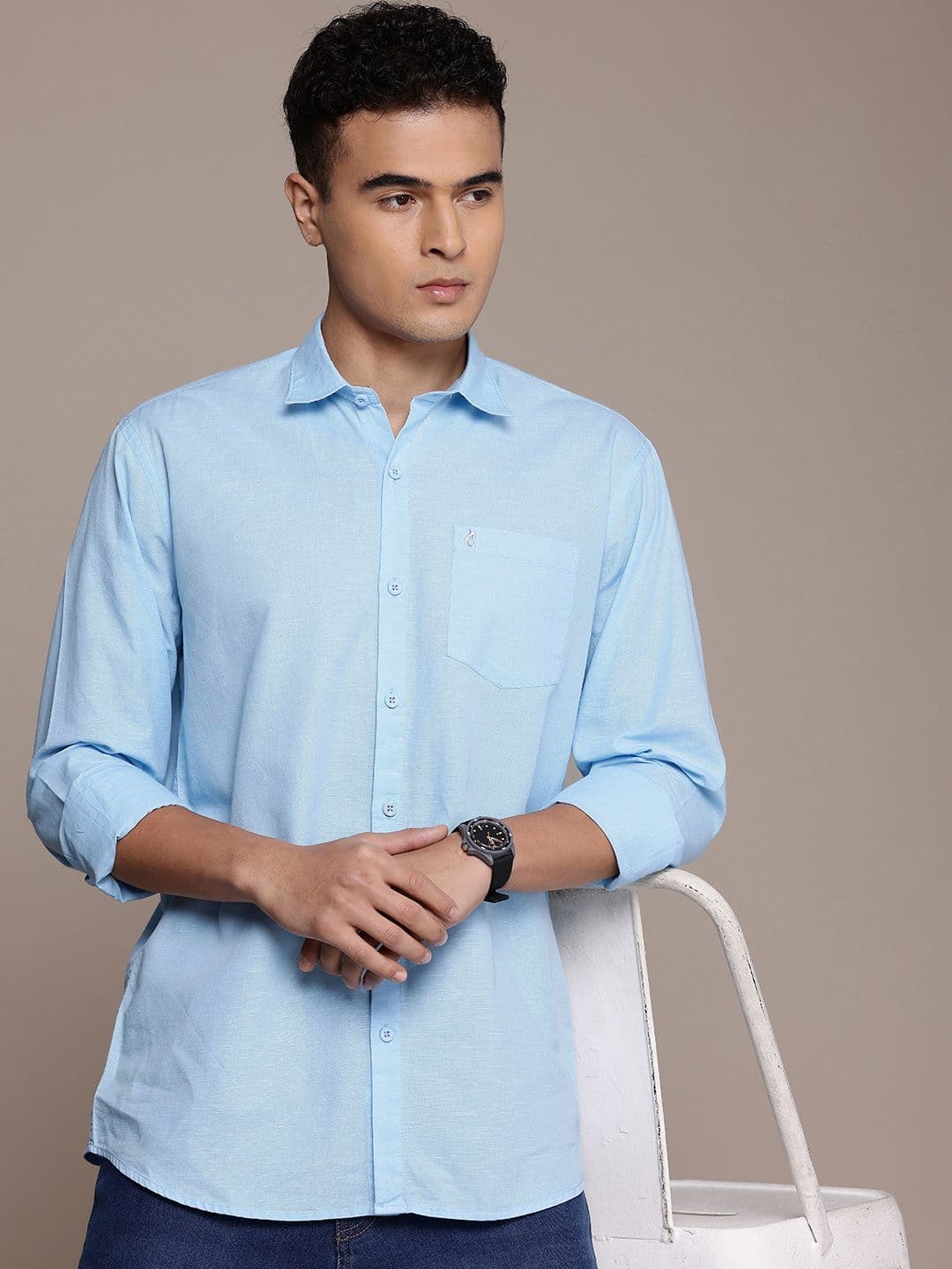 BS BLUE SQUAD Cotton Linen Casual Shirt