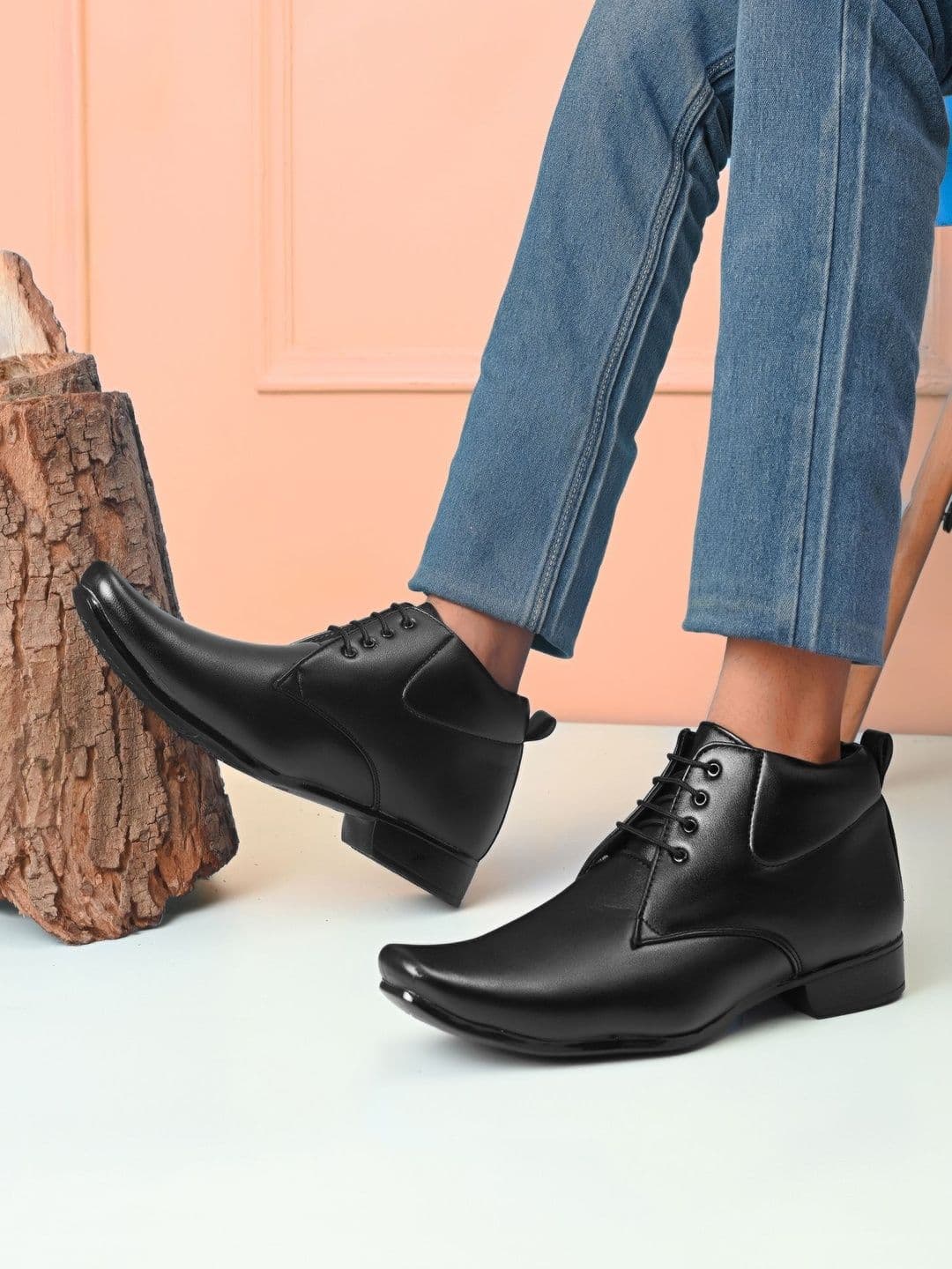 HERE&NOW Men Black Synthetic Leather Formal Shoes - view 1