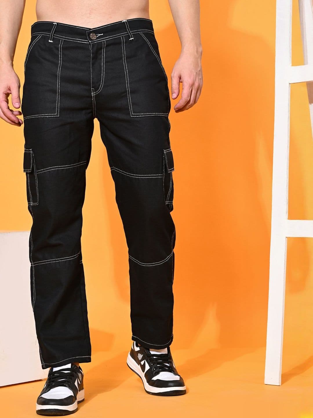 MaverIQ Men Classic Regular Fit Mid-Rise Stretchable Cargo Styles Denim Jeans - view 1