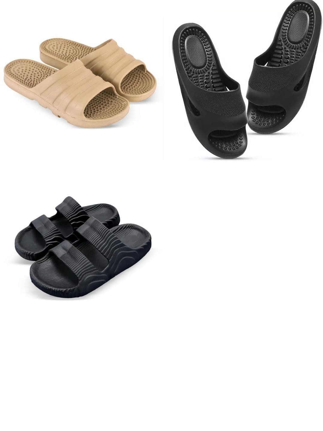 Feel alive Men Set of 3 Solid Lightweight Sliders Flip Flops - view 1
