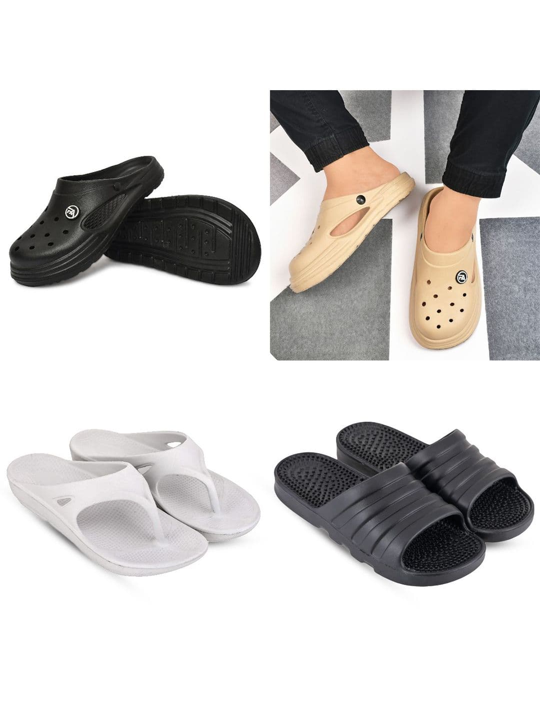 Feel alive Set Of 4 Ultra-Comfortable & Lightweight Thong Flip-Flops & Sliders - view 1