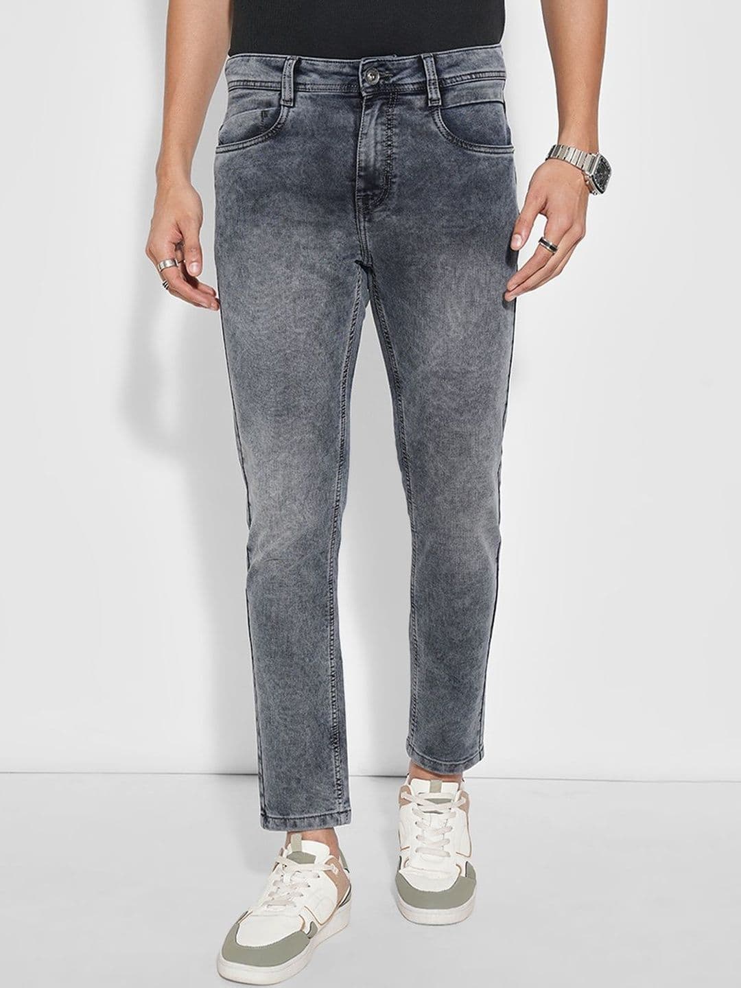 SF JEANS by Pantaloons Men Slim Fit Mid-Rise Heavy Fade Jeans - view 1
