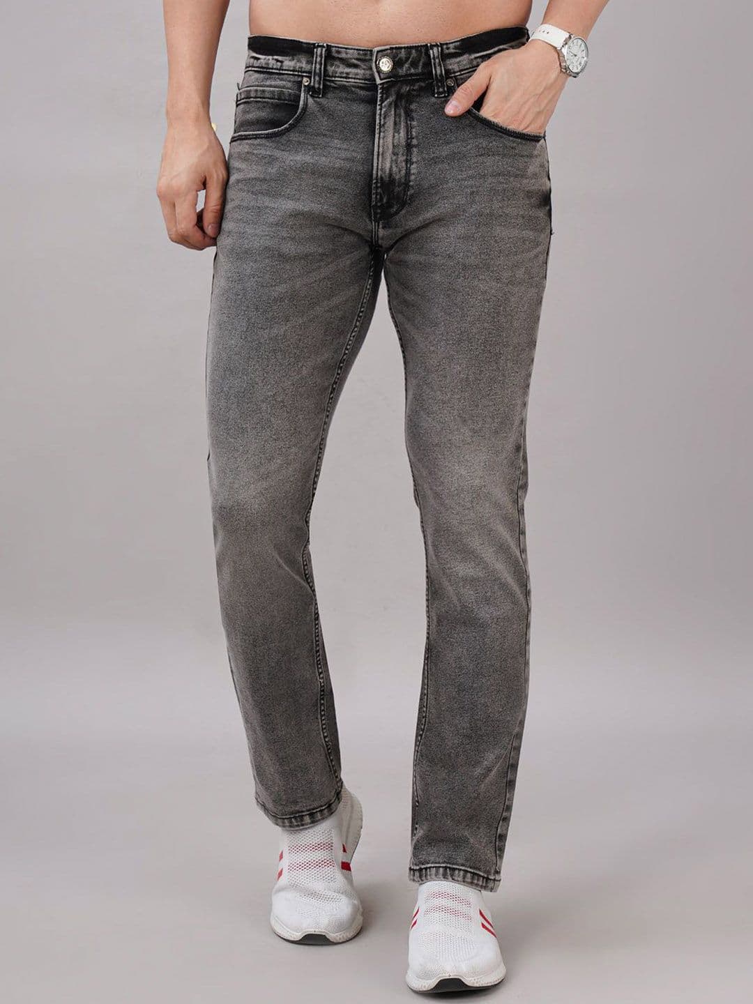Sand Dunes Men Slim Fit Mid-Rise Low Distress Light Fade Applique Stretchable Jeans - view 1