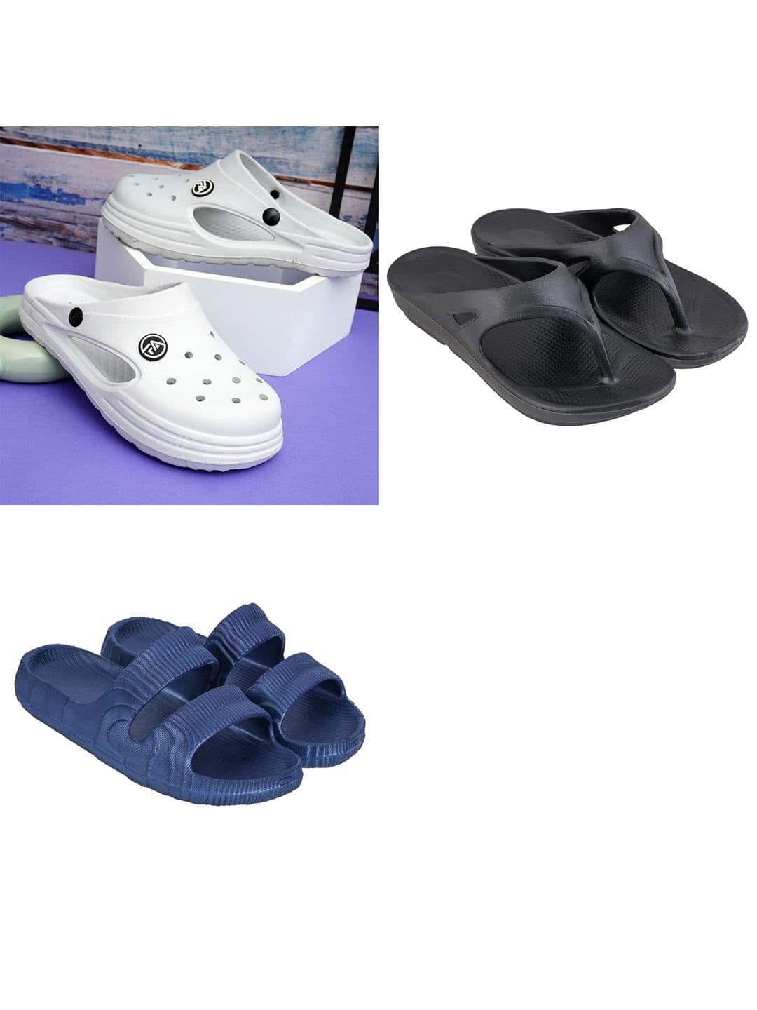Feel alive Men Set of 3 Pair Self Design Lightweight Sliders - view 1