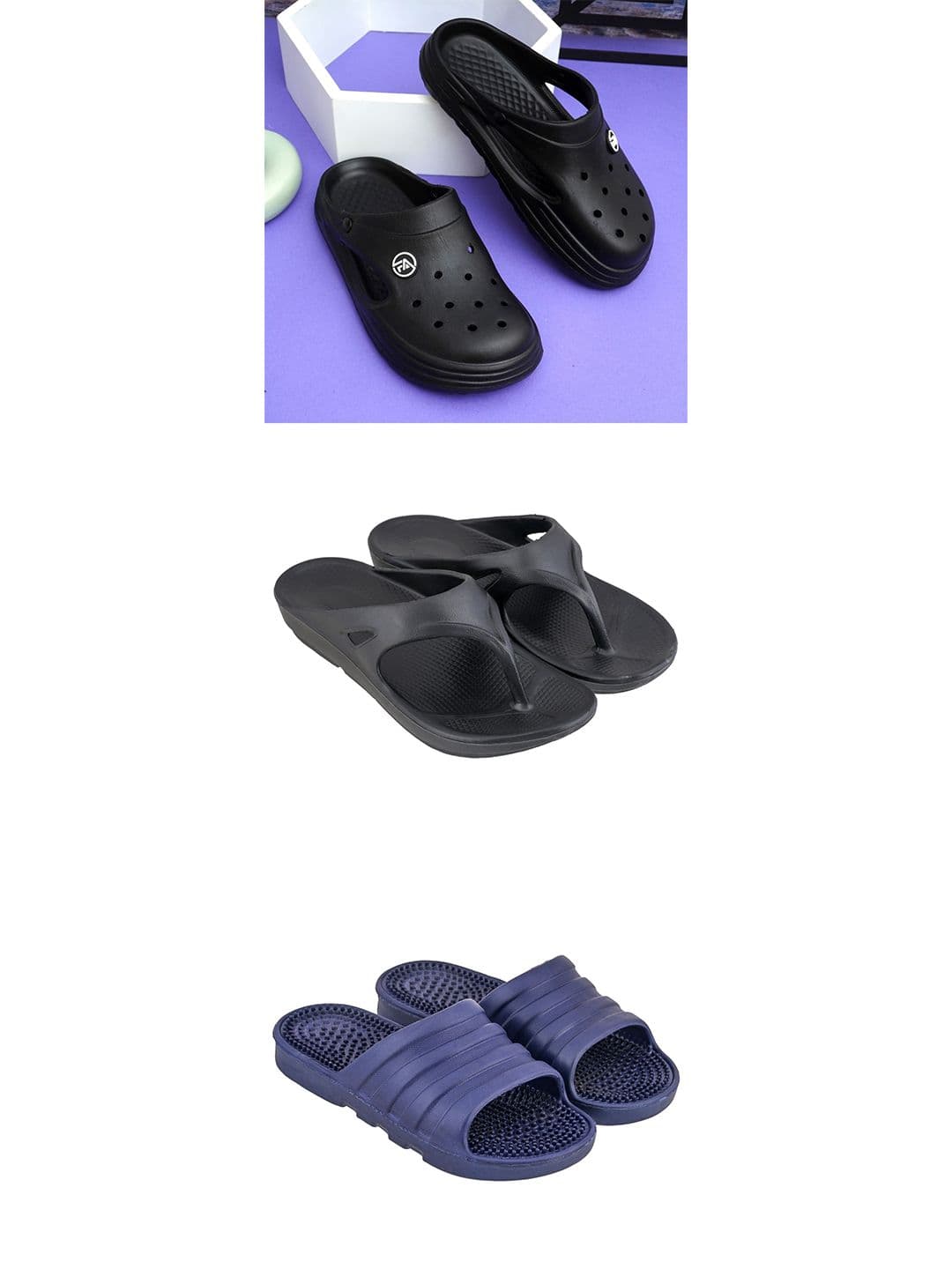 Feel alive Set Of 3 Ultra-Comfortable & Lightweight Thong Flip-Flops & Sliders - view 1