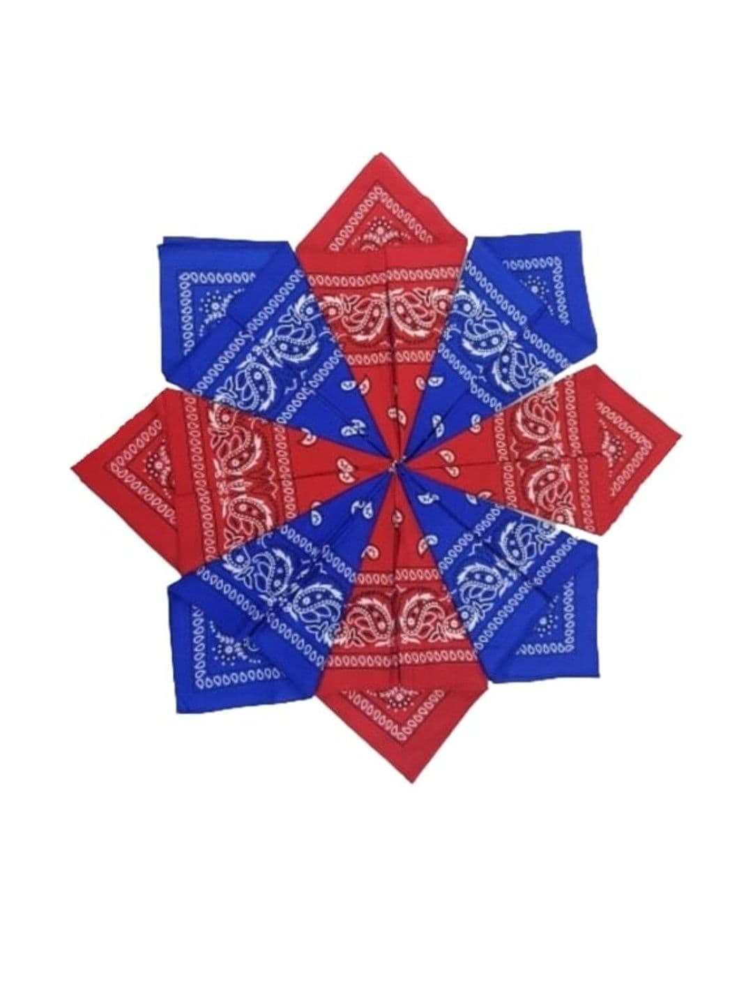 Navkar Crafts Unisex Pack Of 8 Blue & Red Paisley Printed Cotton Bandana Headbands - view 1