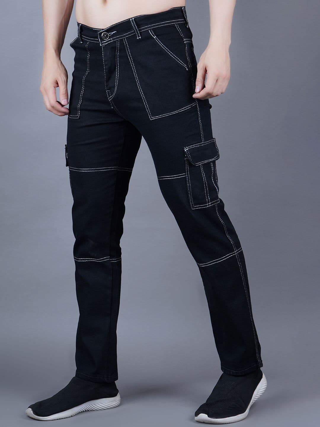 MaverIQ Men Classic Relaxed Fit Mid-Rise Stretchable Cargo Styles Jeans - view 1