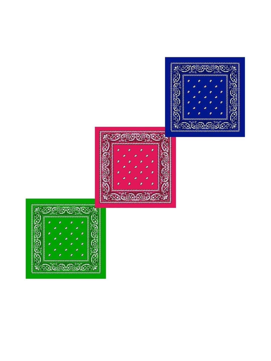 Navkar Crafts Unisex Pack Of 3 Blue Pink & Green Paisley Printed Cotton Bandana Headbands - view 1