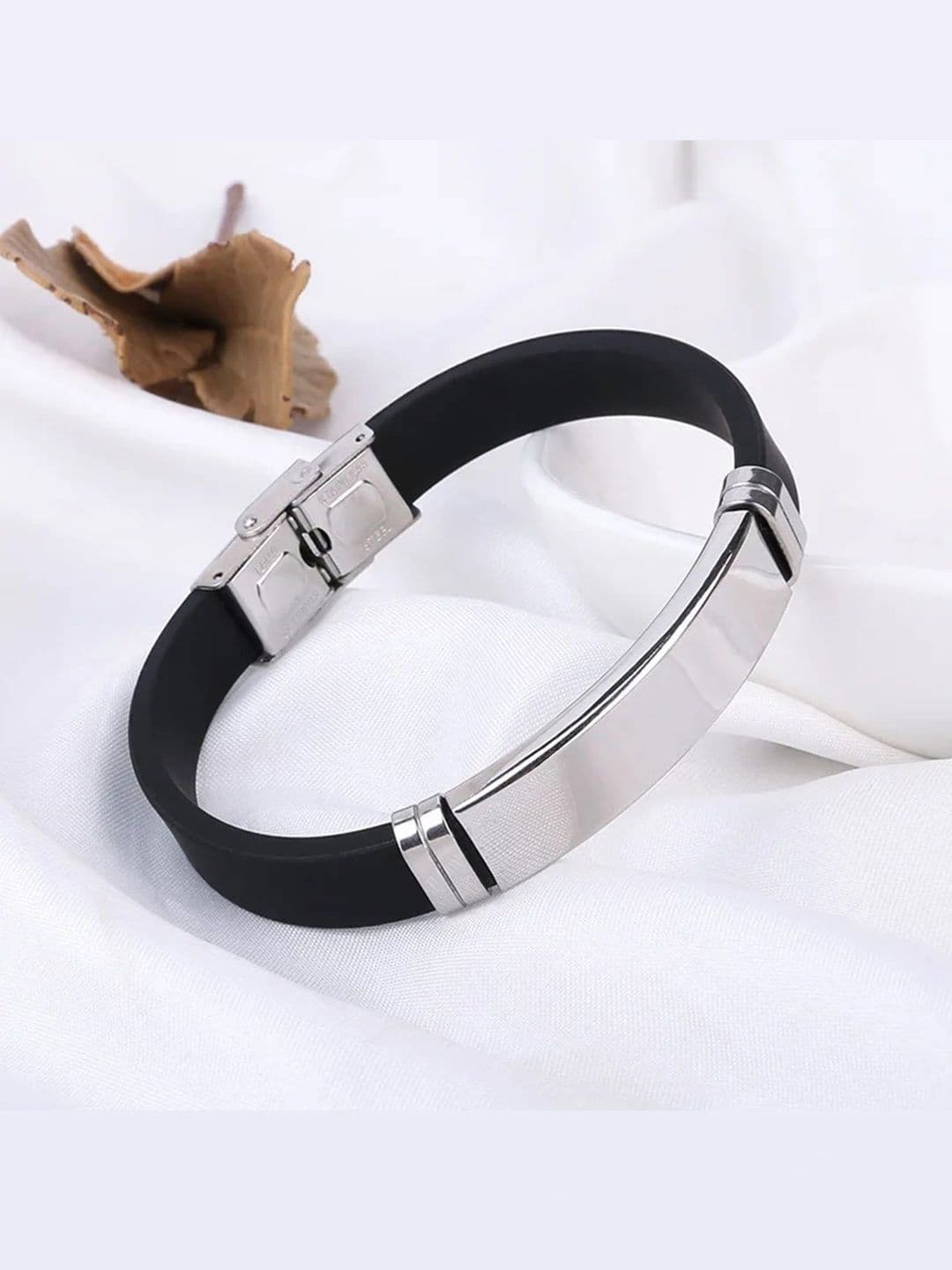 Saisadan Jewels Men Stainless Steel Silver-Plated Wraparound Bracelet - view 1