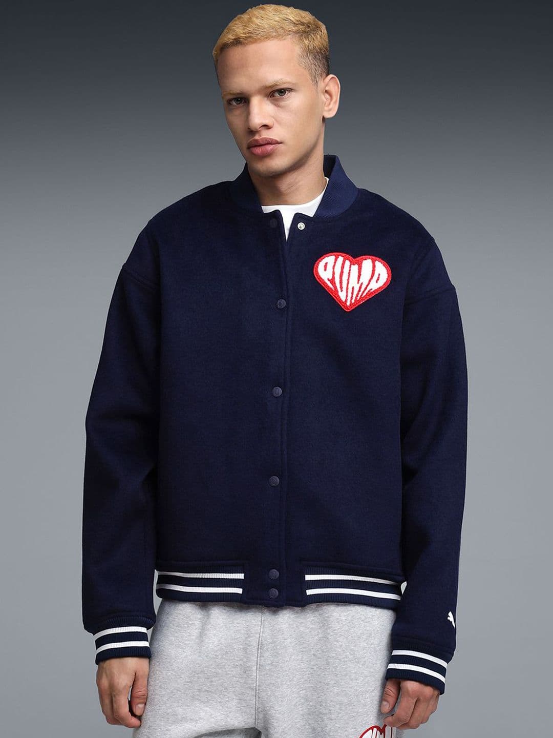 Puma Men HOOPERS HOTLINE Stand Collar Brand Logo Printed Bomber Jacket - view 1