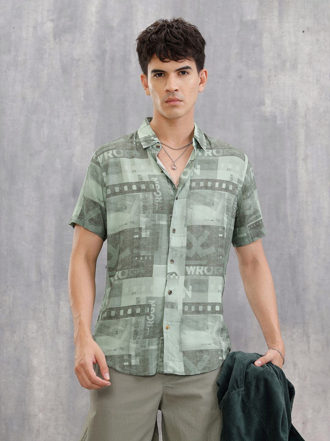 WROGN Men Slim Fit Geometric Printed Spread Collar Casual Shirt - view 1