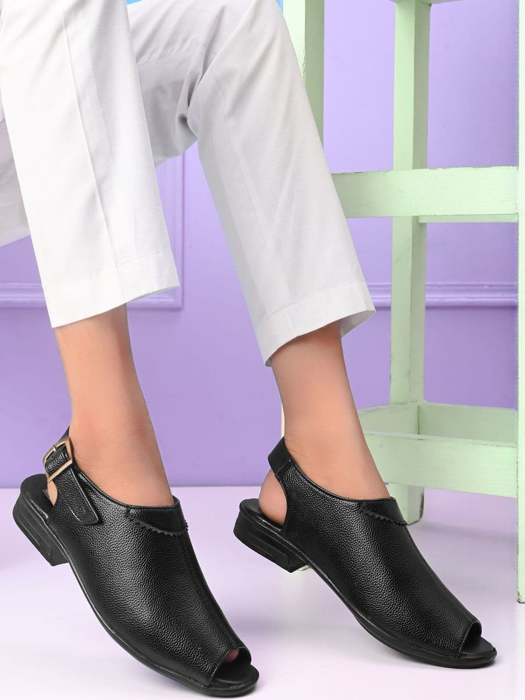 HERE&NOW Men Black Synthetic Leather Comfort Sandals - view 1