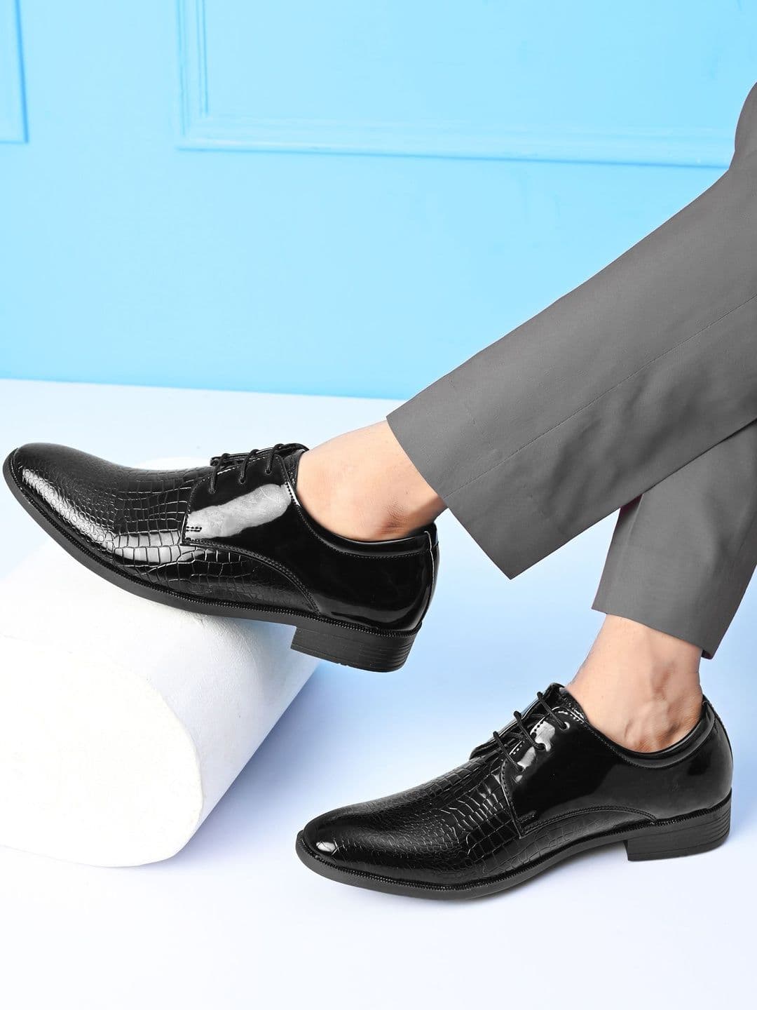 HERE&NOW Men Leather Textured Formal Derbys - view 1