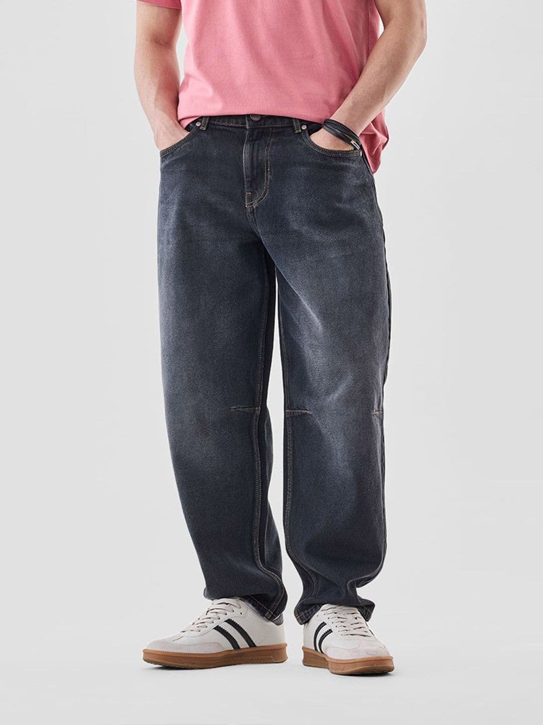 Snitch Men Dark Blue Mid-Rise Baggy Jeans - view 1