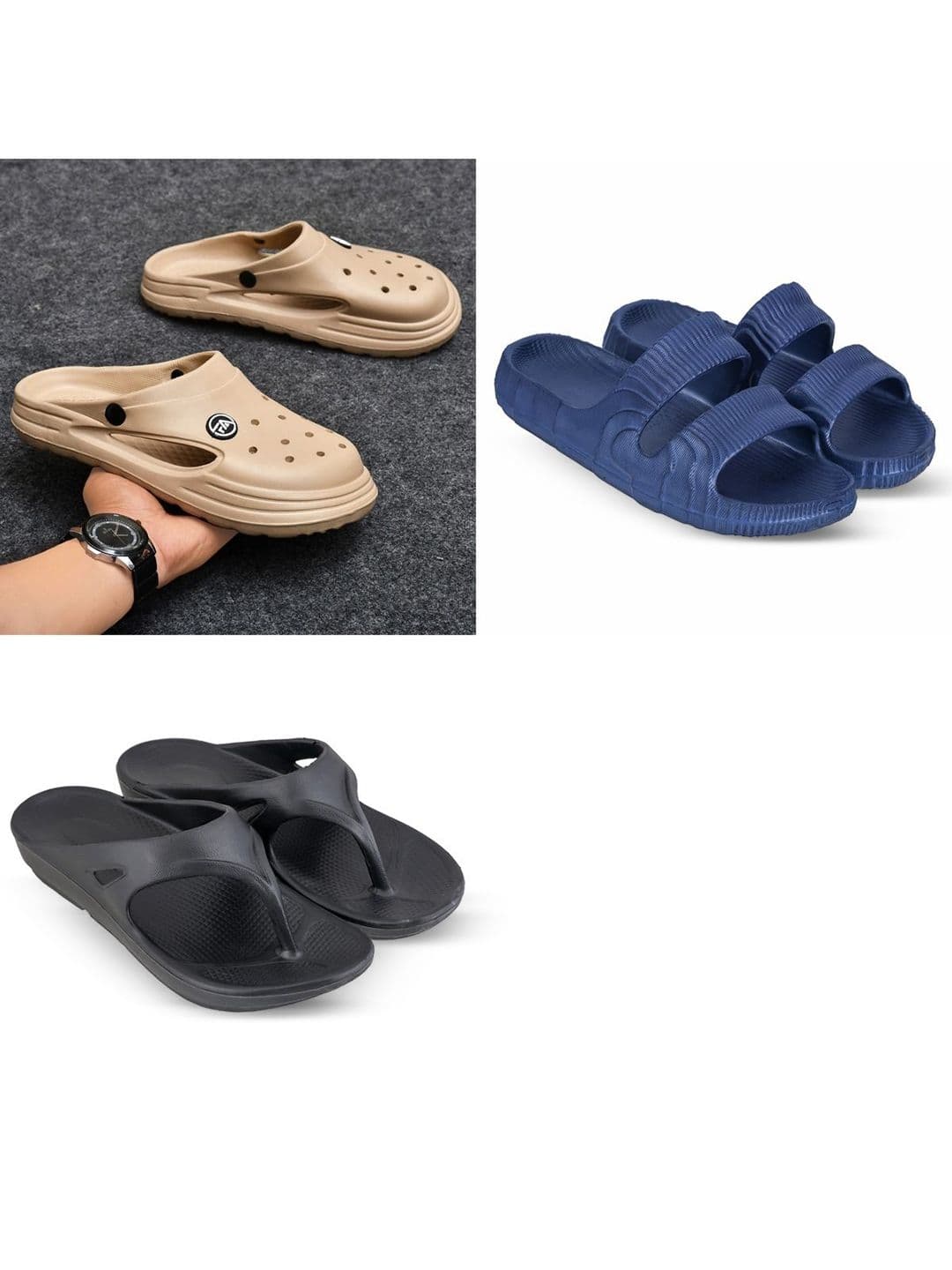 Feel alive Men Set Of 3 Ultra-Comfortable & Lightweight Sliders - view 1