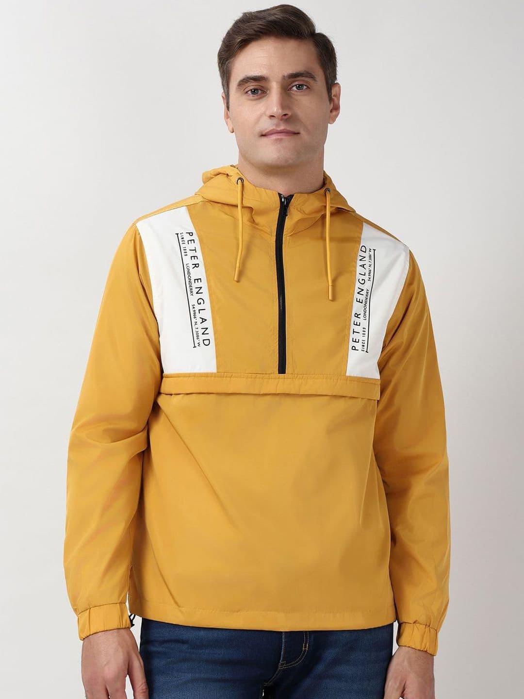 Peter England Casuals Men Hooded Brand Logo Printed Tailored Jacket - view 1
