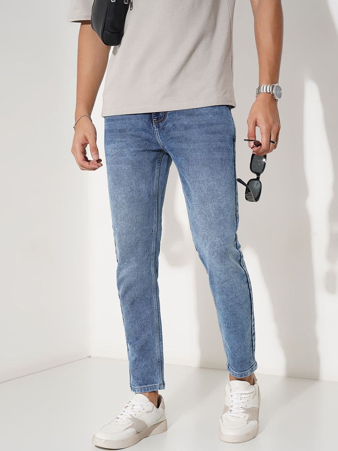 SF JEANS by Pantaloons Men Slim Fit Mid-Rise Light Fade Jeans - view 1