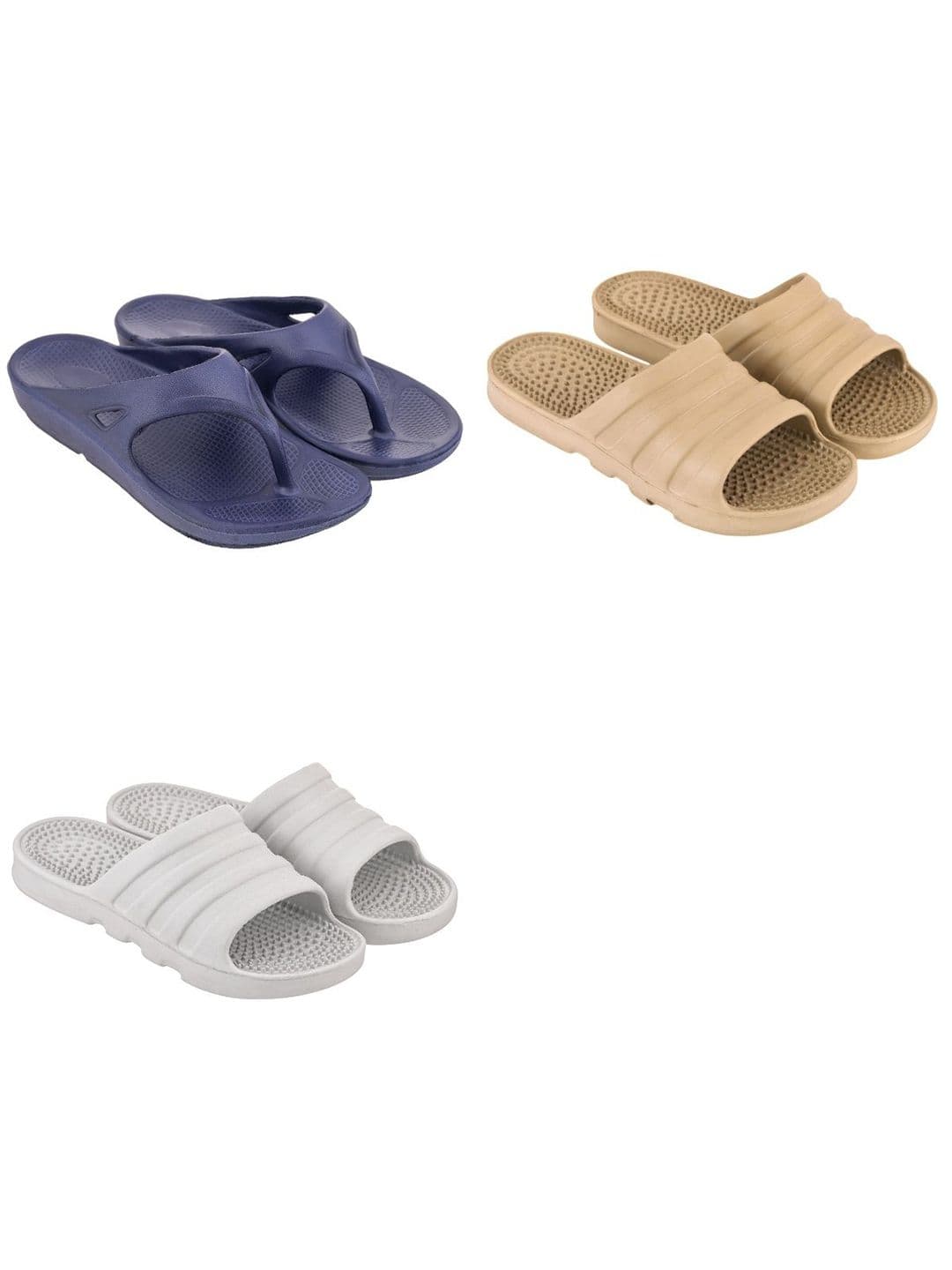 Feel alive Men Set Of 3 Solid Lightweight Flip Flops - view 1