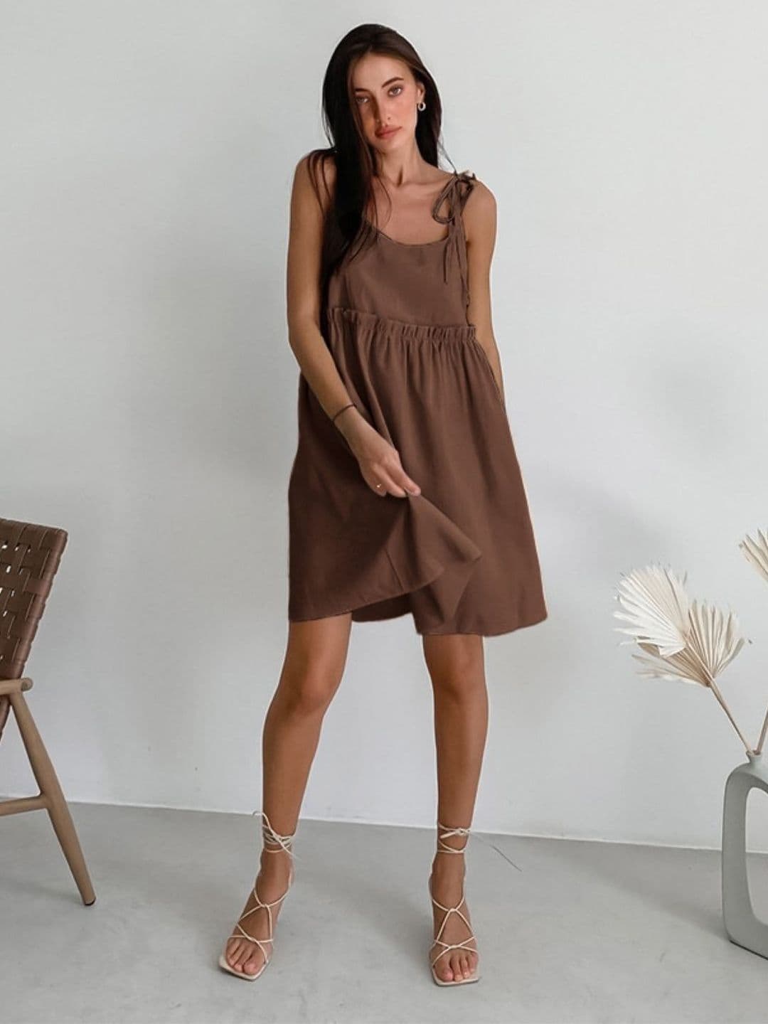 StyleCast Women Shoulder Straps Sleeveless Cotton Fit & Flare Dress - view 1