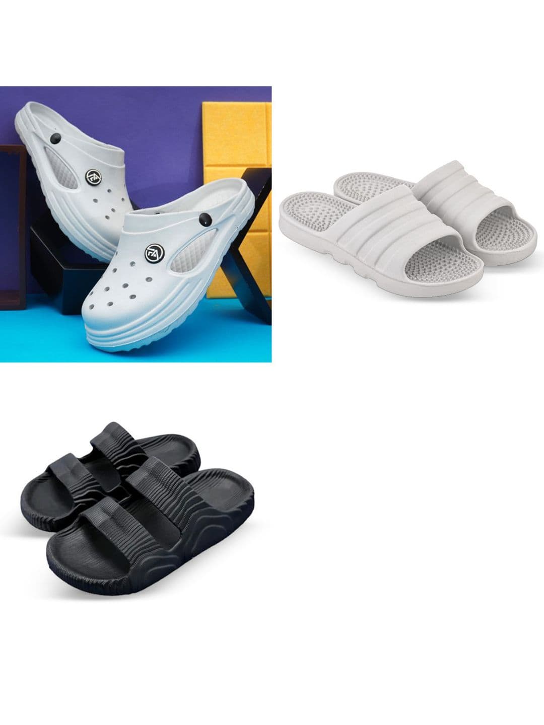 Feel alive Set Of 3 Ultra-Comfortable & Lightweight Clogs Flip-Flops & Sliders - view 1