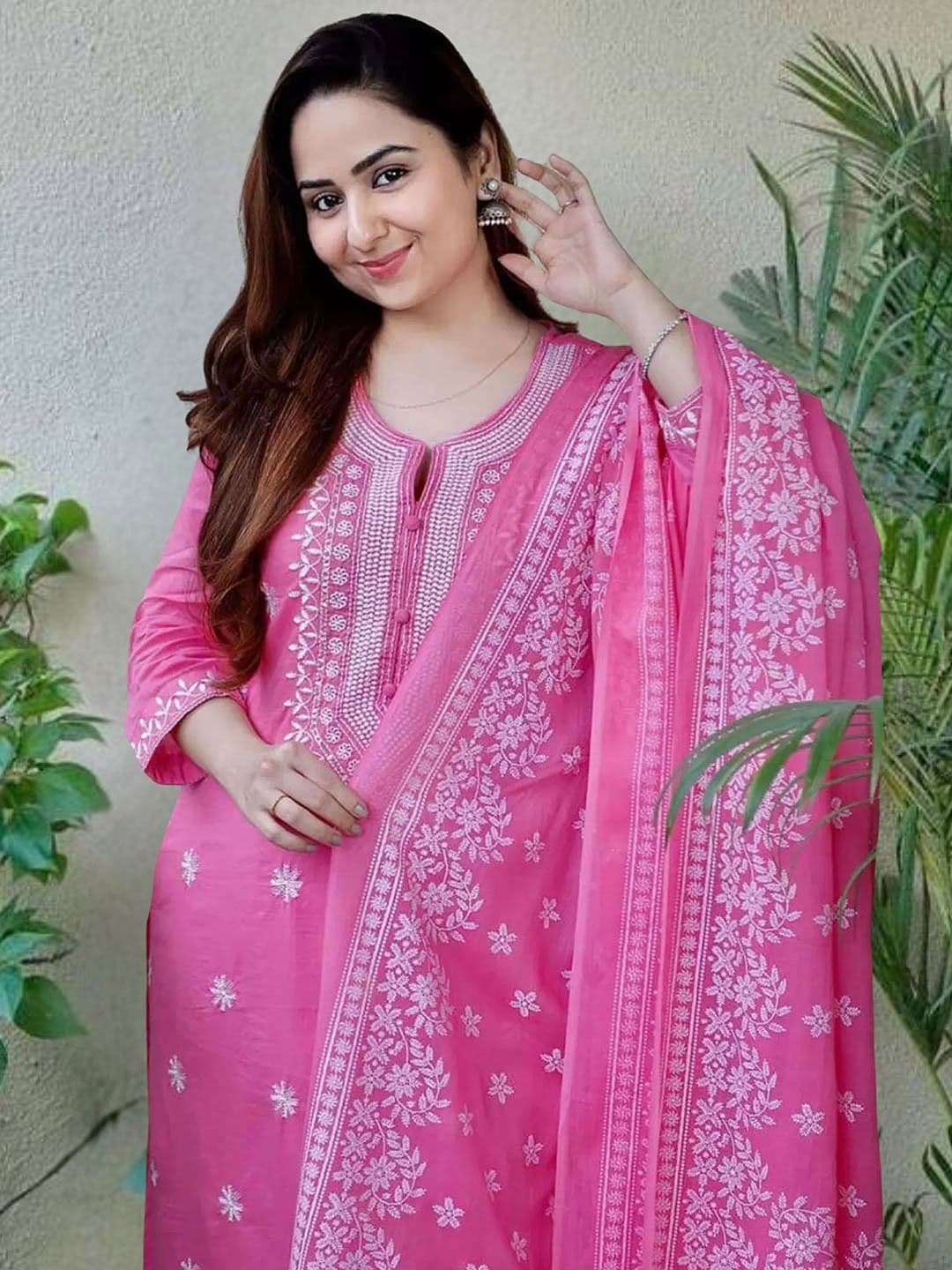 Royal Export Women Floral Embroidered Kurta with Trousers & Dupatta - view 1