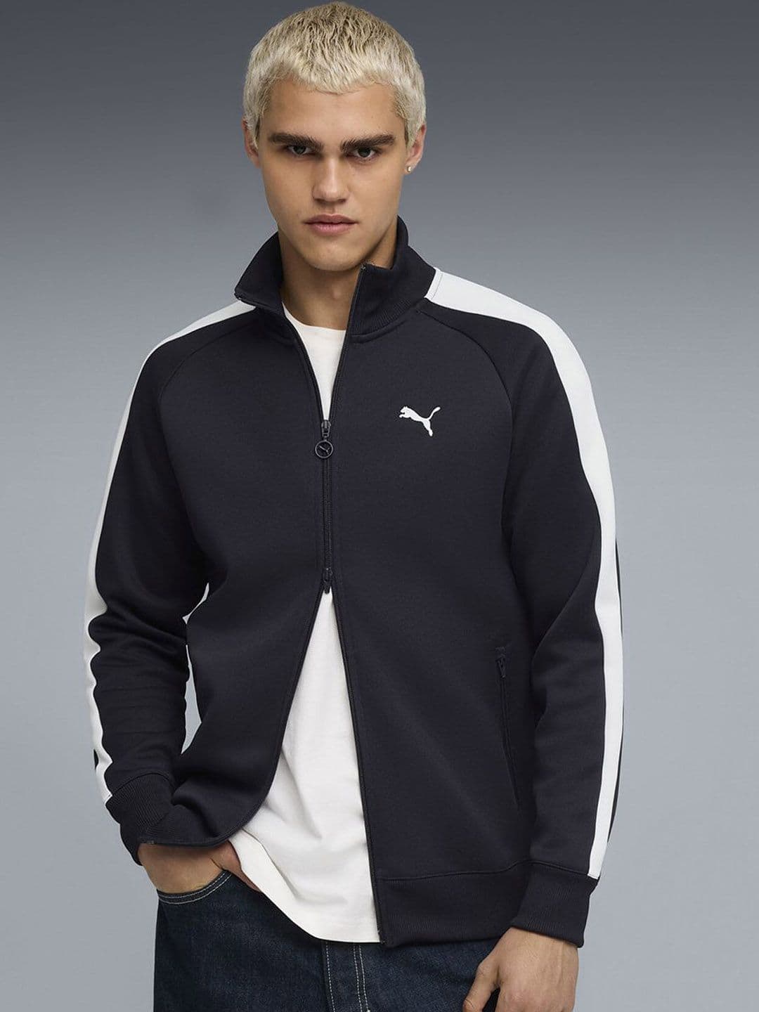 Puma Men T7 ALWAYS Mock Collar Colourblocked Bomber Jacket - view 1