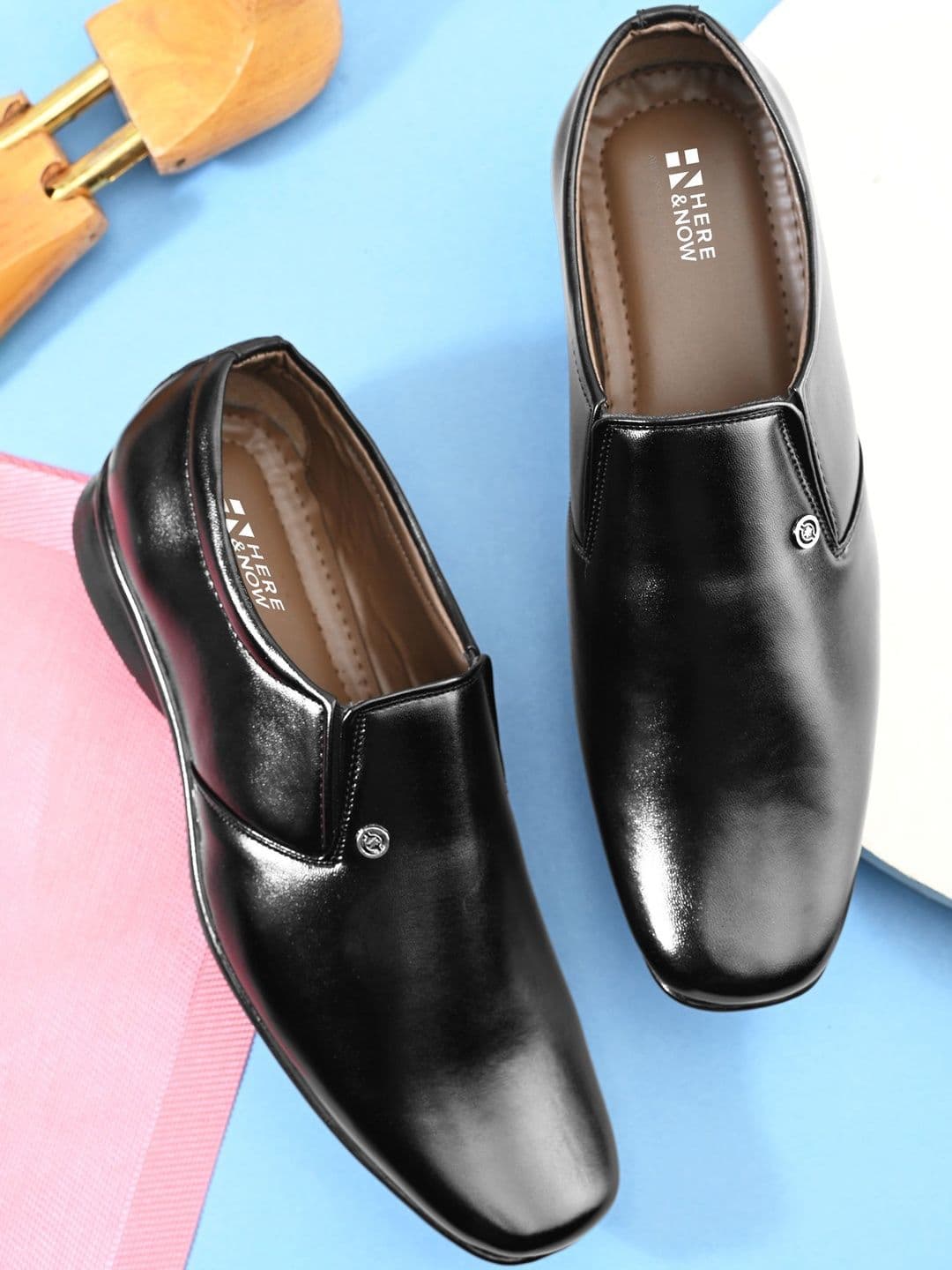 HERE&NOW Men Black Synthetic Leather Slip-On Formal Shoes - view 1