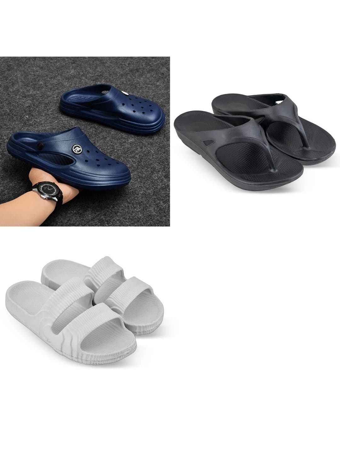 Feel alive Men Pack Of 3 Self Design Lightweight Thong Flip-Flops - view 1