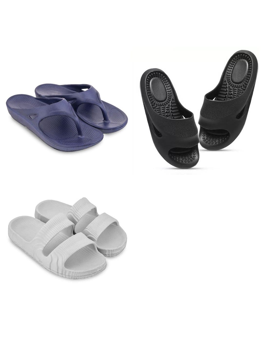 Feel alive Men Set of 3 Solid Ultra-Comfortable & Lightweight Sliders - view 1