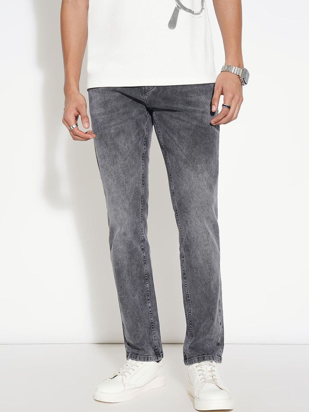 SF JEANS by Pantaloons Men Slim Fit Mid-Rise No Fade Jeans - view 1