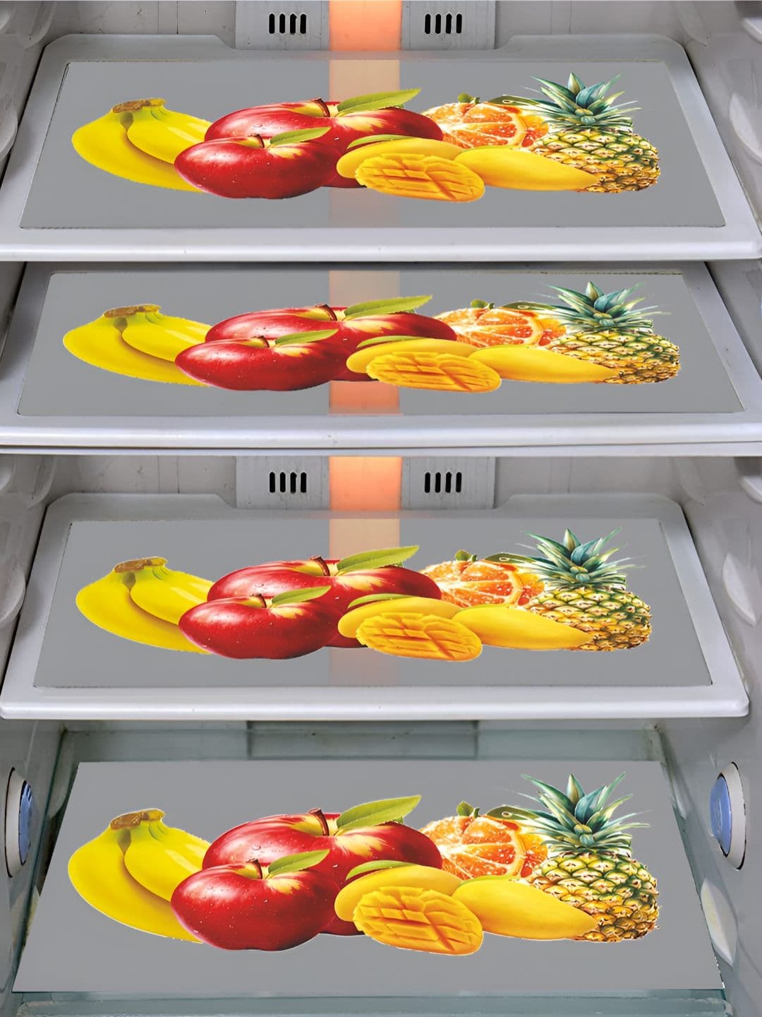 Dakshya Industries Red & Yellow 4 Pieces Printed Fridge Drawer Mats - view 1