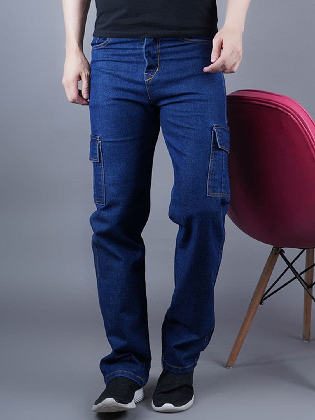 MaverIQ Men Classic Regular Fit Mid-Rise Stretchable Cargo Styles Jeans - view 1
