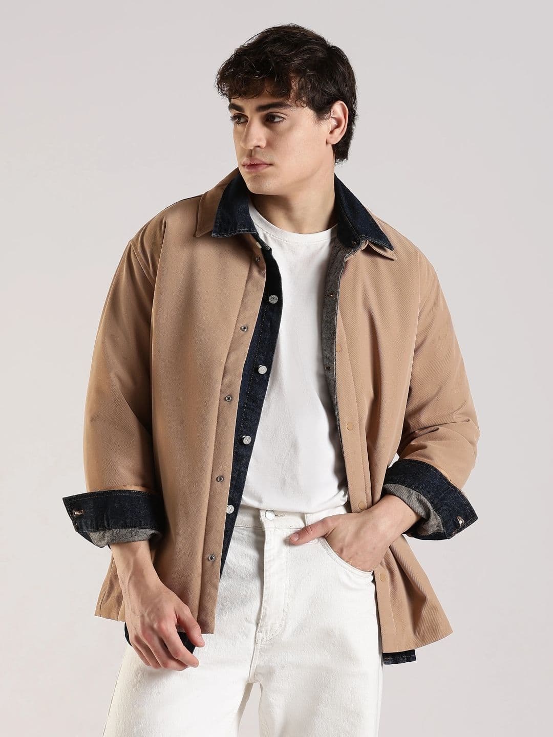 Calvin Klein Jeans Men Solid Spread Collar Relaxed Fit Open Front Jacket - view 1