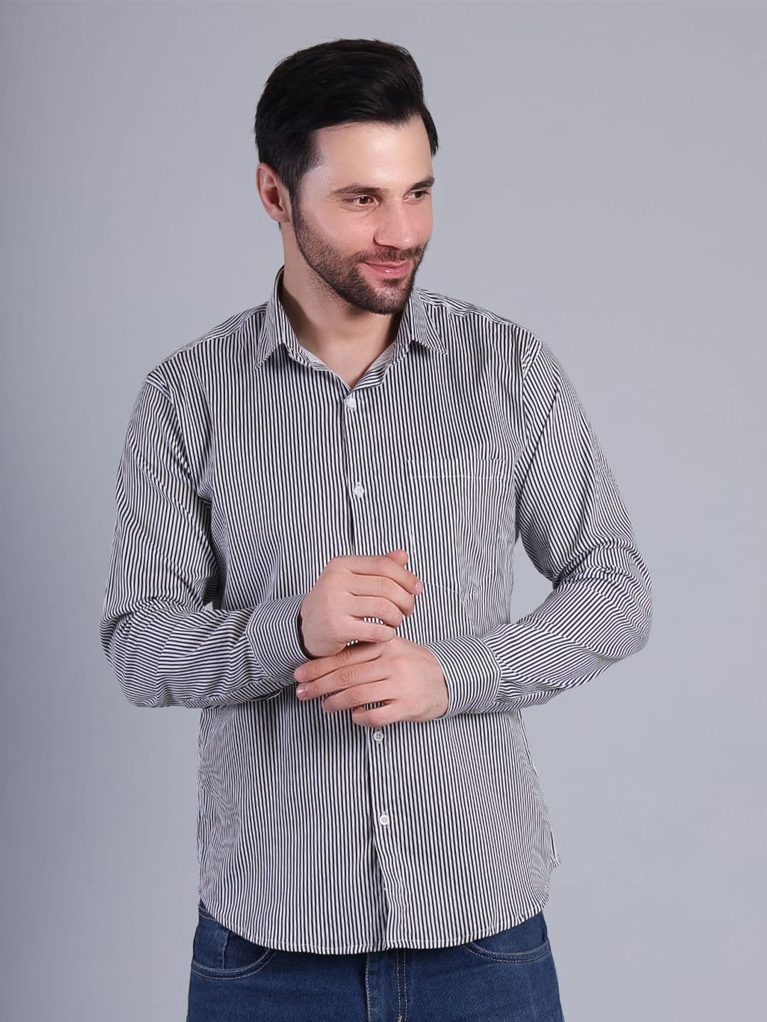 RARE CAMEL Men Slim Fit Vertical Striped Spread Collar Casual Shirt - view 1
