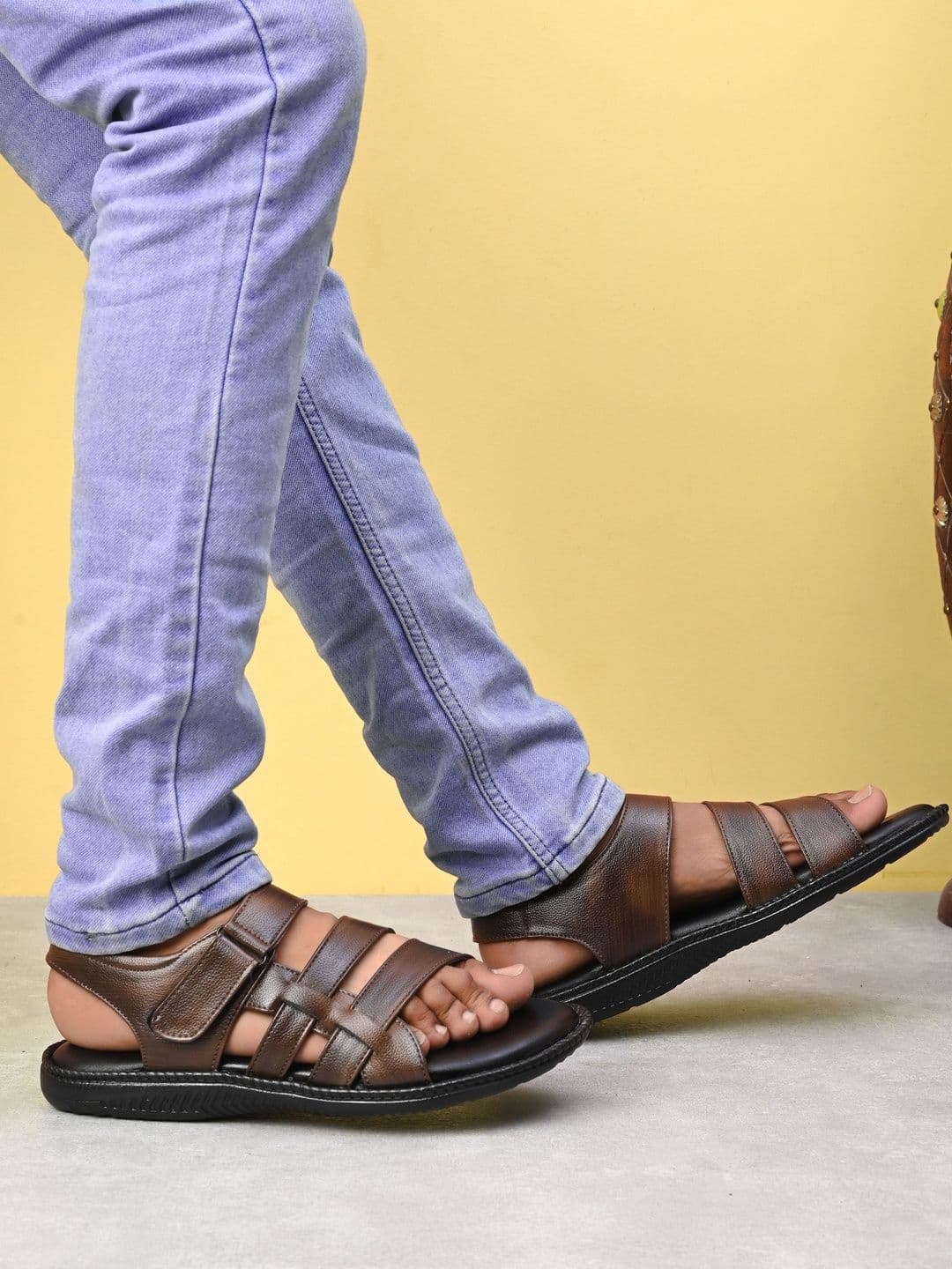 HERE&NOW Men Brown Synthetic Leather Comfort Sandals - view 1