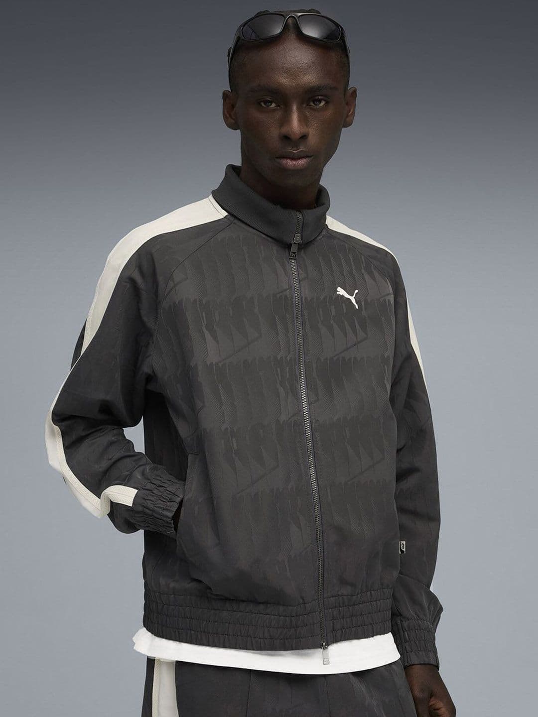 Puma Men NeverWorn VI T7 Mock Collar Abstract Printed Bomber Jacket - view 1