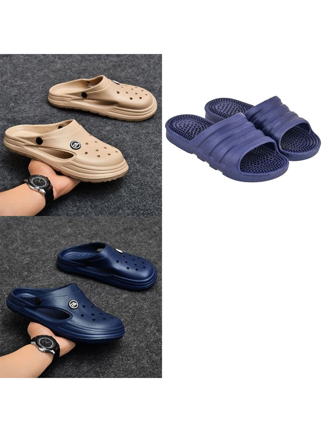 Feel alive Men Set of 3 Textured Slip-On Flip-Flops - view 1