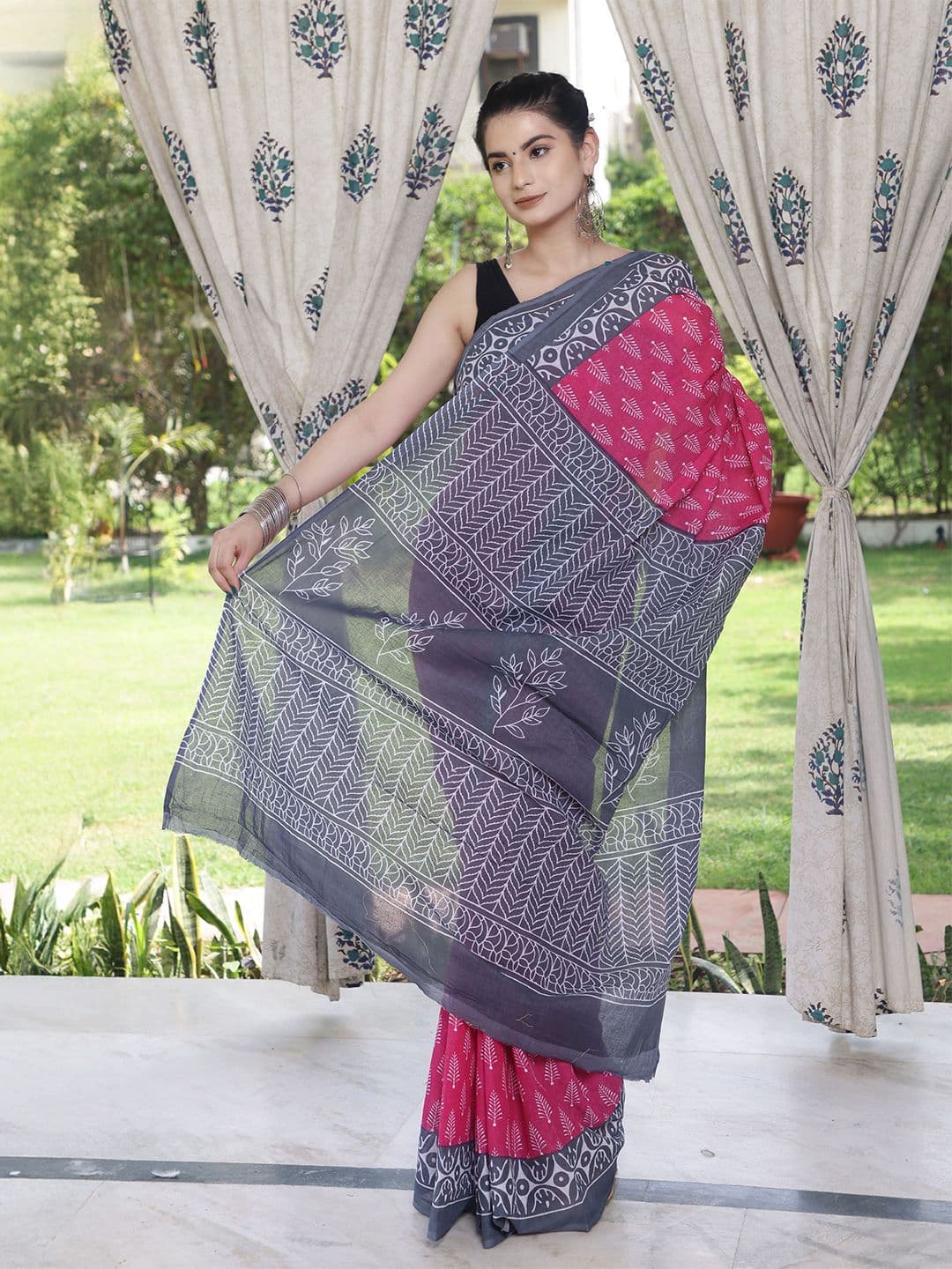 Craft Musium Ethnic Motifs Printed Pure Cotton Saree - view 1