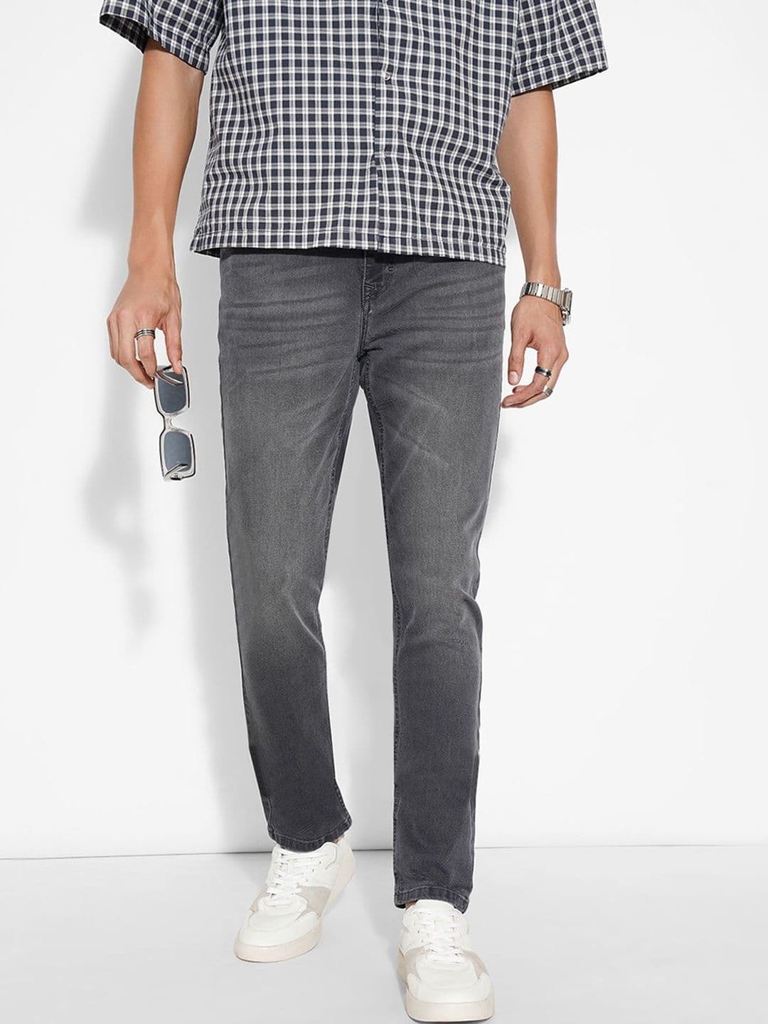 SF JEANS by Pantaloons Men Tapered Fit Low-Rise Mildly Distressed Cotton Light Fade Jeans - view 1
