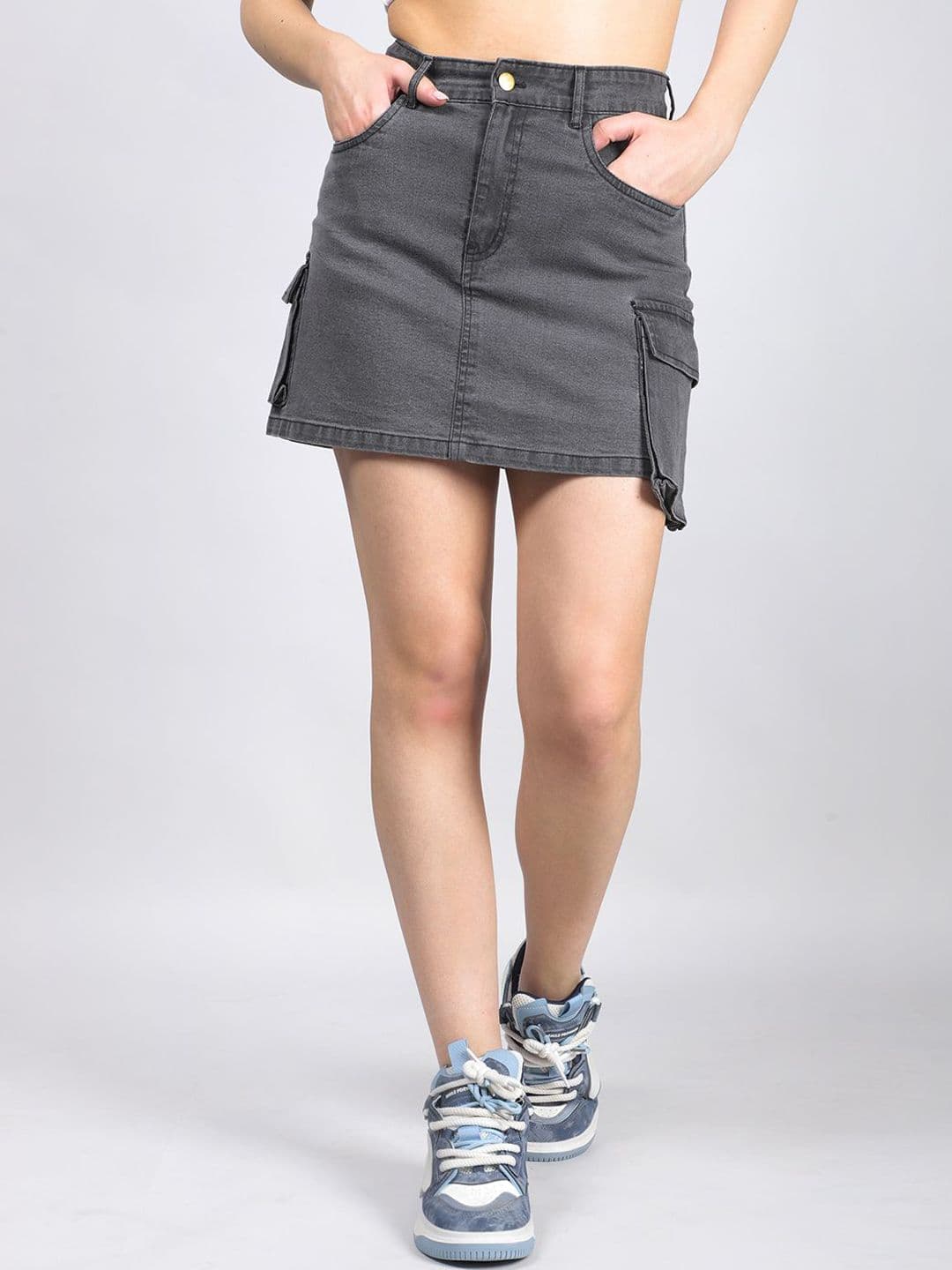 SWISHIN Straight High Rise Pure Cotton Mini Skirts - view 1