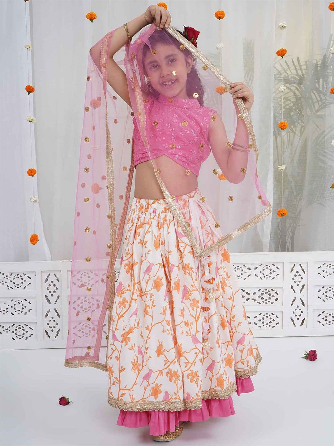 Little Bansi Embroidered Georgete Sequinned Lehenga Choli With Dupatta - view 1