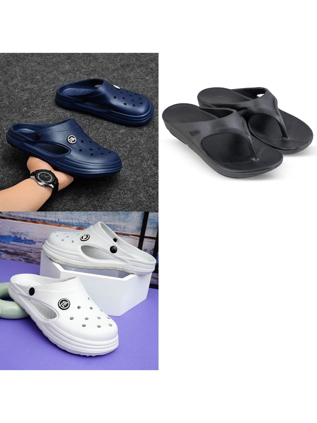 Feel alive Set Of 3 Ultra-Comfortable & Lightweight Thong Flip-Flops & Clogs - view 1