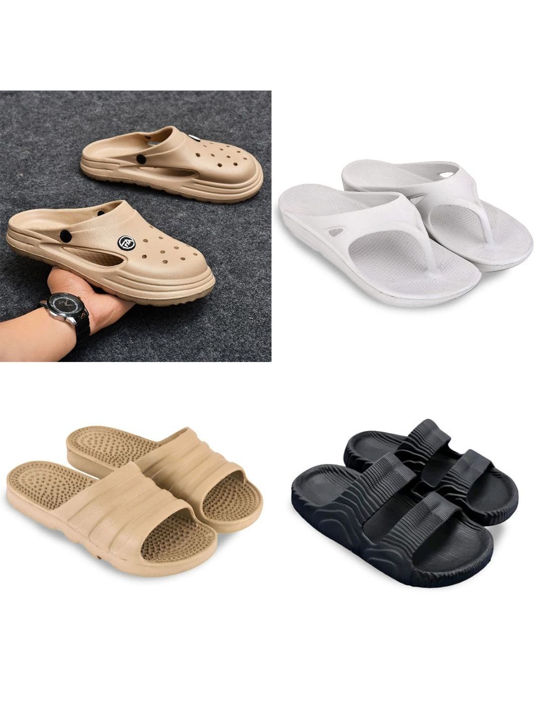 Feel alive Men Set of 4 Textured Slip-On Flip Flops - view 1